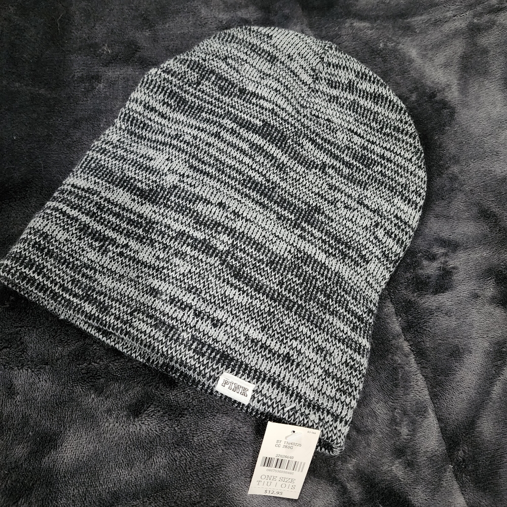 NWT PINK heather gray beanie